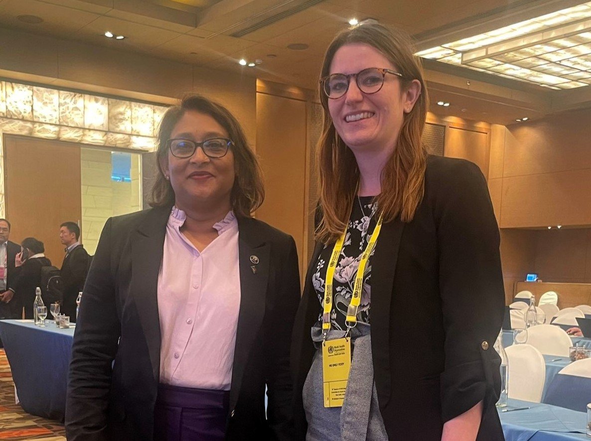 Emily Fiddy from Uniting to Combat NTDs meets new Regional Director for WHO SEARO Saima Wazed